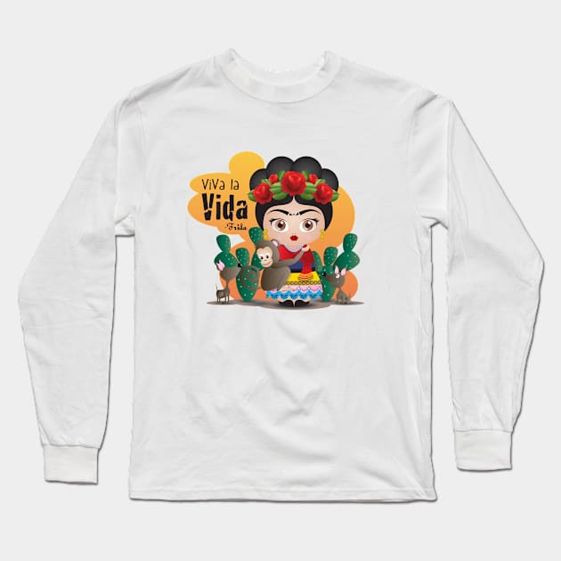 Frida Kahlo Long Sleeve T-Shirt by MIMOgoShopping